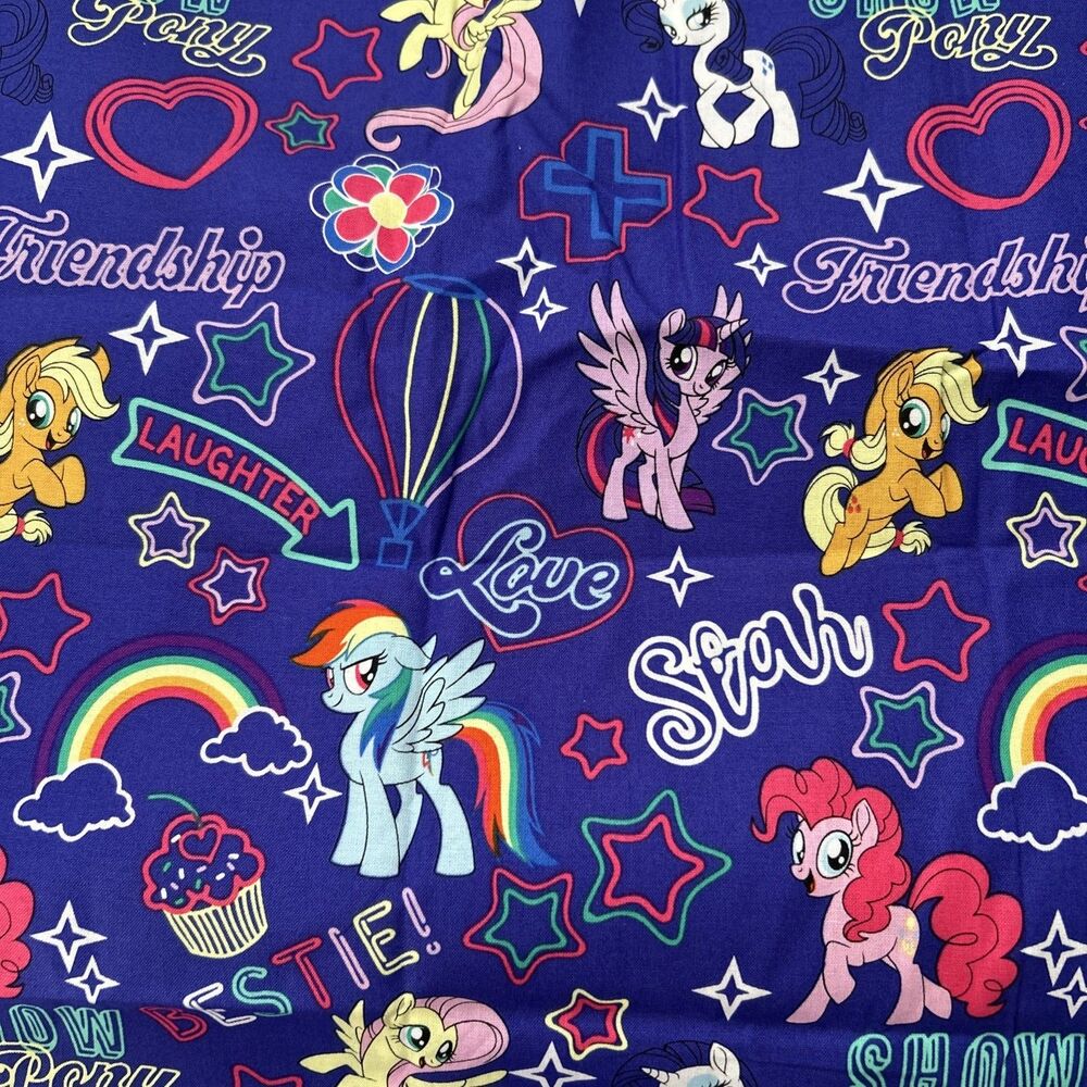 My Little Pony  Friendship Laughter Love Purple Cotton Quilting Fabric Hasbro